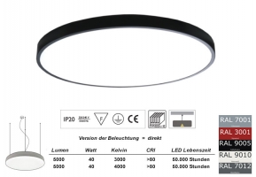 Pendelleuchte PLAFON 500 PND MINI in allen RAL Farben / Licht direkt