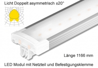 Schienen Linear LED Leuchte 1166 mm Lichtv. Doppelt asymmetrisch ±20°